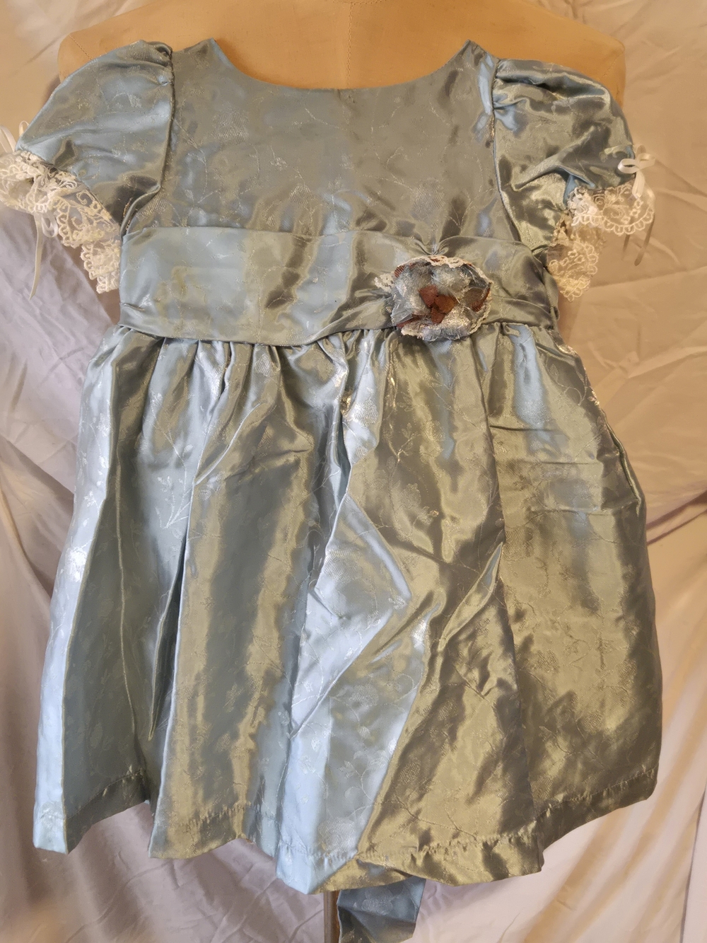 Light Blue Satin Flower Girl Dress